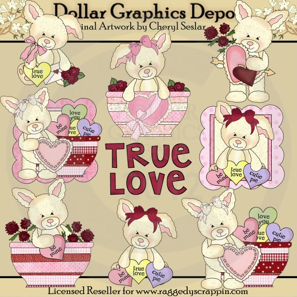 Sugarplum Bunnies - Valentine's Day - Clip Art