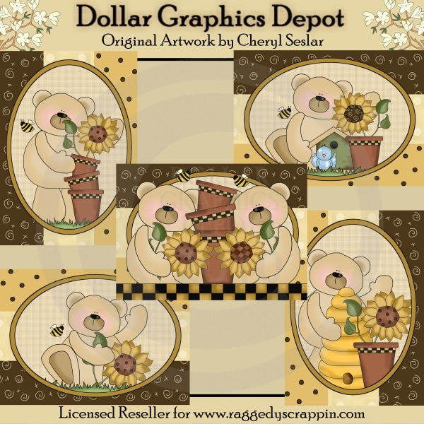 Cartoline con orsetto girasole - stampabili