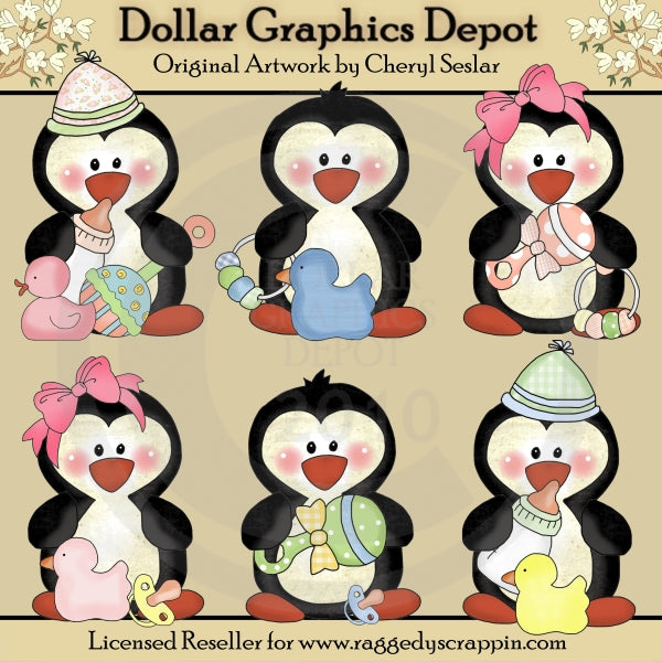 Sweet Baby Penguins - Clip Art