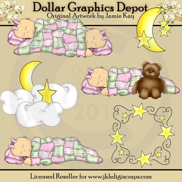 Sweet Slumber Baby Girls - Clip Art