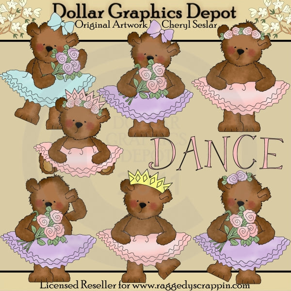 Peluches andrajosos - Bailarinas - Clipart