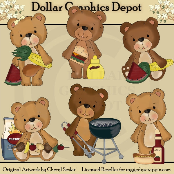 Peluches atemporales - BBQ - Clipart