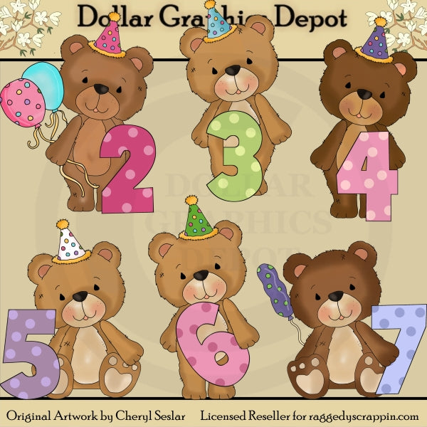 Timeless Teddies - Cumpleaños - Clipart