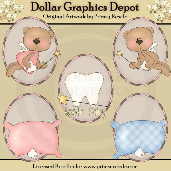 Orsi della fatina dei denti - ovali - ClipArt