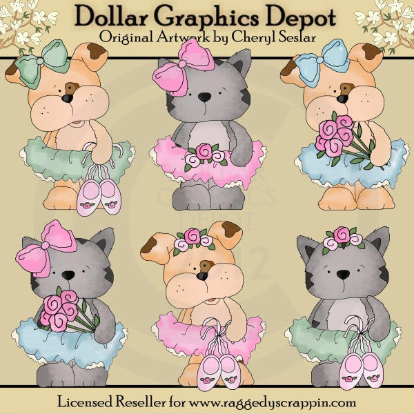 Tuff and Tiger Love to Dance - Clip Art