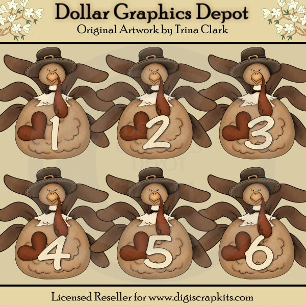Números De Pavo - Clipart