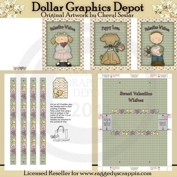 Valentine Wishes Tote Set - Printables