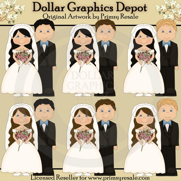 Matrimonio - Spose dai capelli scuri - ClipArt