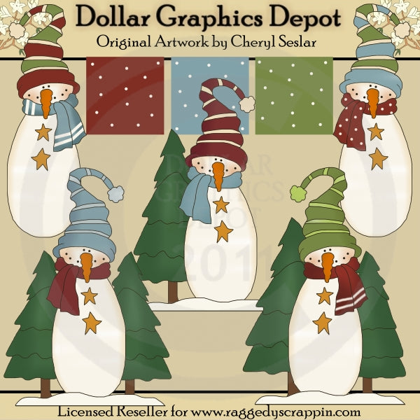 Pupazzi di neve stravaganti - ClipArt