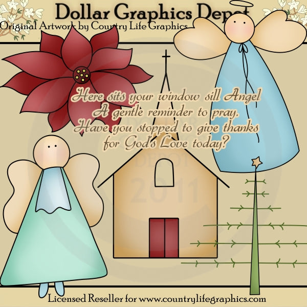 Window Sill Angel - Clip Art