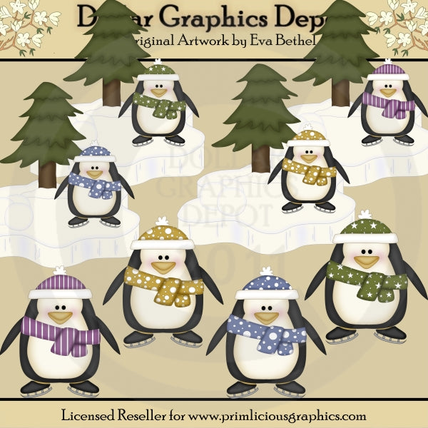 Pingüinos De Invierno 1 - Clipart