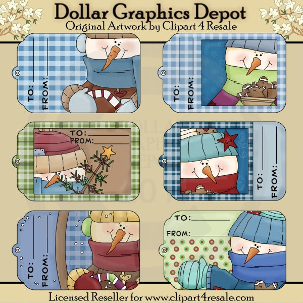 Winter Snowmen Tags