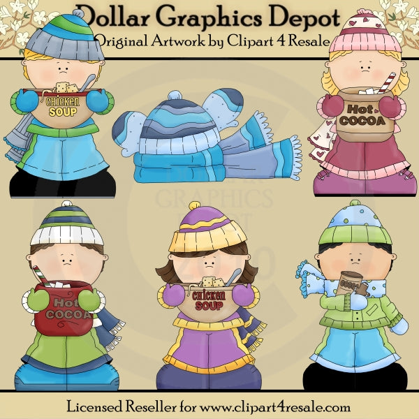 Winter Warm Up Kids - Clip Art