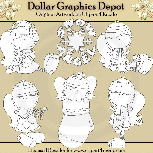 Winter Wishes Angels - Digital Stamps