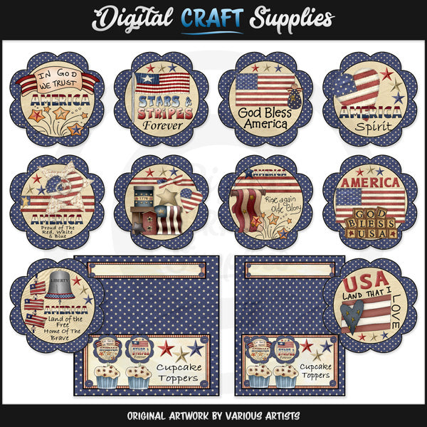 America - Cupcake Toppers - DCS Exclusive
