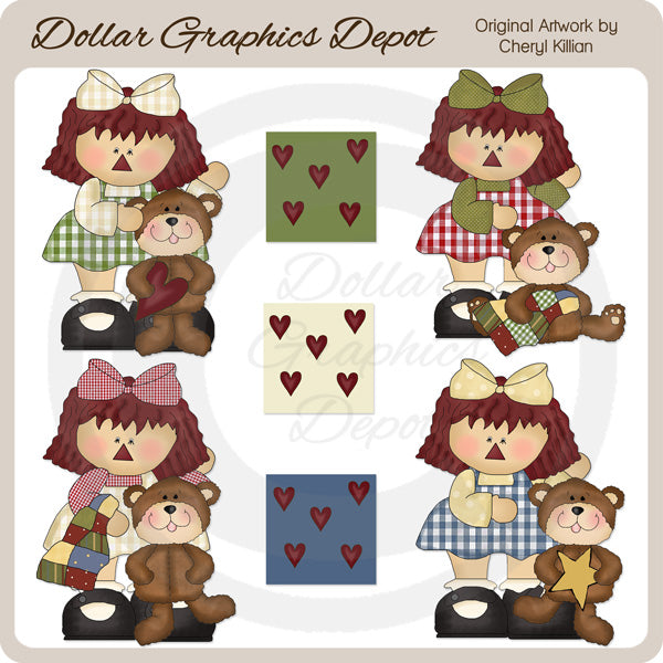 Annie e Sweetie Bear - ClipArt