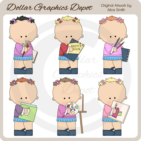 Studente d'arte - Ragazze - ClipArt