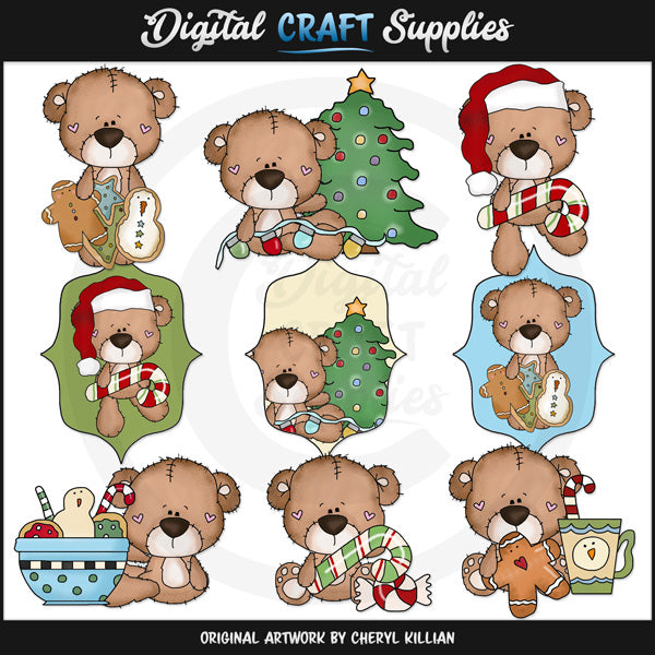 Attic Teddies - Christmas - Clip Art