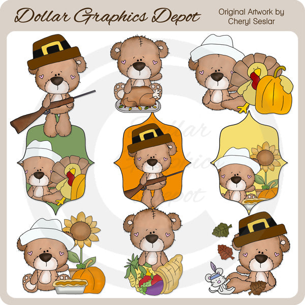 Attic Teddies - Acción de Gracias - Clipart