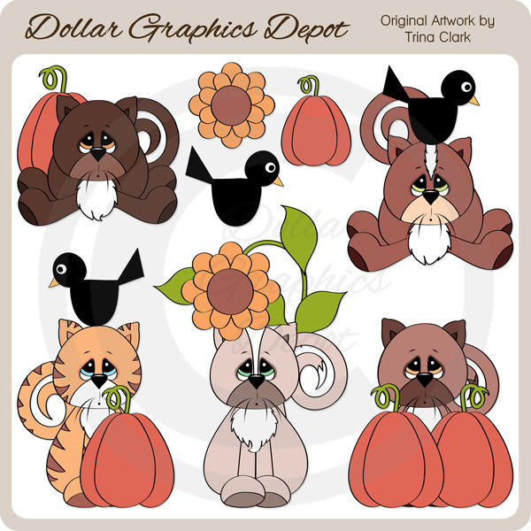 Gatti autunnali - ClipArt