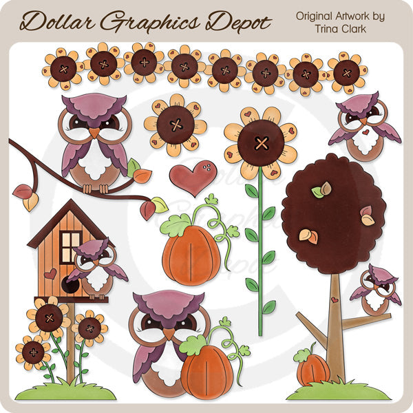 Gufi autunnali 1 - ClipArt