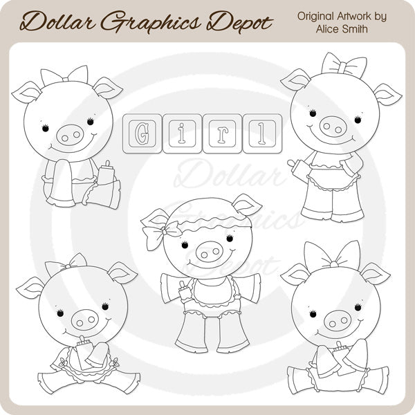 Baby Girl Piggies - Sellos Digitales