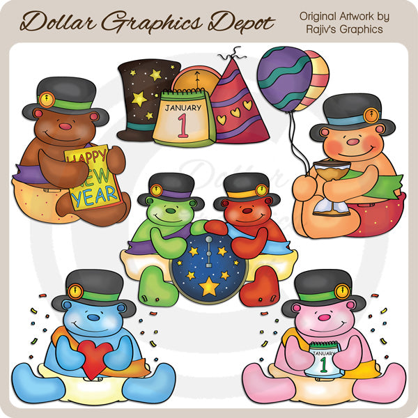 Orsi del bambino di Capodanno - ClipArt