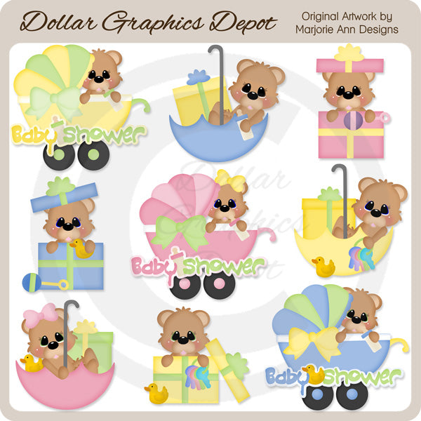 Baby Shower Bears - Clip Art