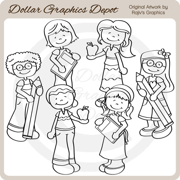 Back To School Kids 3 - Digital Stamps