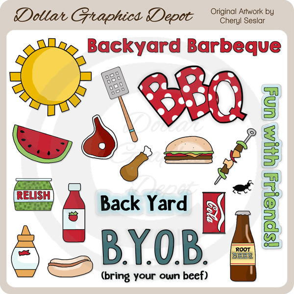Barbecue nel cortile - ClipArt