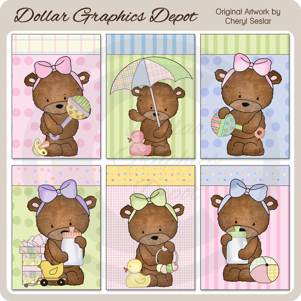 Tarjetas de bebé del oso Bailey - Imprimibles