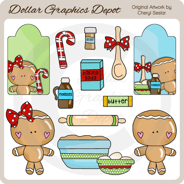 Baking Gingerbread - Clip Art