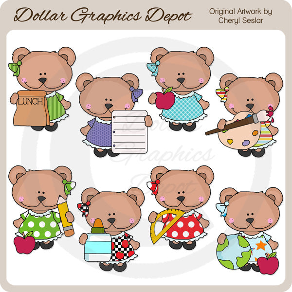 Bella Bear - School - Clip Art