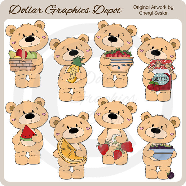 Bernard Bear - Summer Fruit - Clip Art - DCS Exclusive