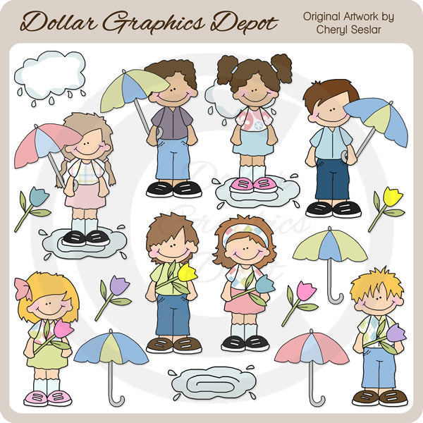 Big Kids - April Showers - Clip Art