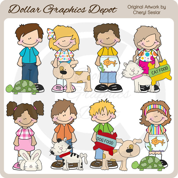 Big Kids - Pets - Clip Art