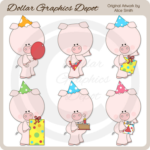 Cerditos De Cumpleaños - Clipart