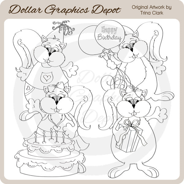 Ardillas de Cumpleaños - Sellos Digitales