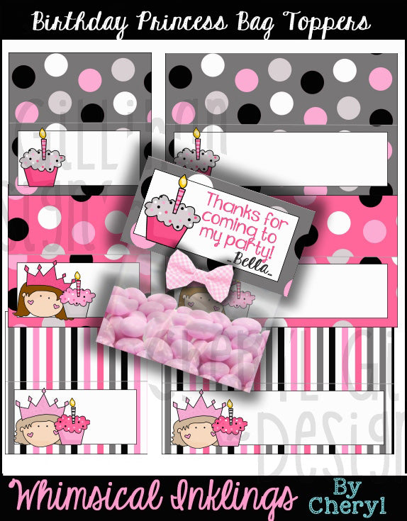 Compleanno principessa... Toppers per borsa