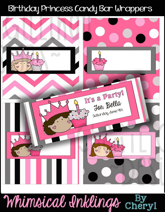 Compleanno Principessa... Involucri per barrette di cioccolato Hershey