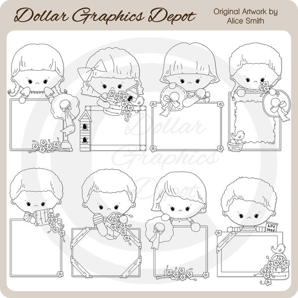 Blank Messages - Flowers - Digital Stamps