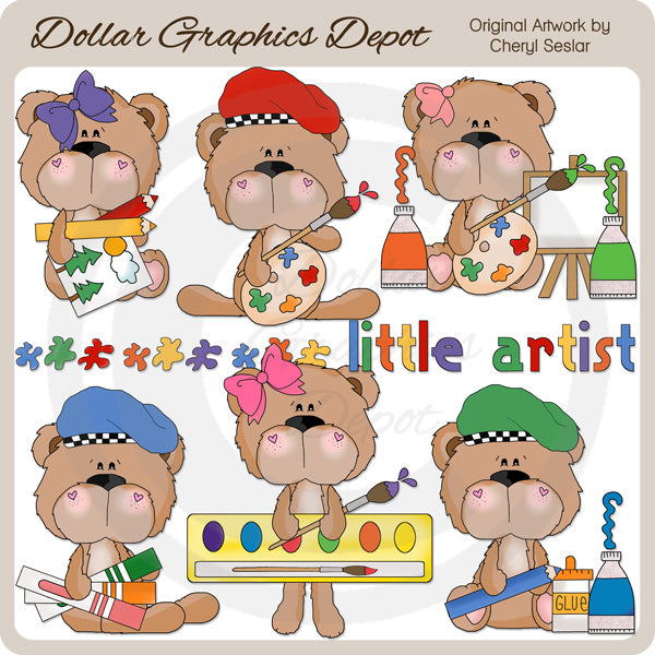 BoBo y Babs Bears Pequeño Artista - Clipart