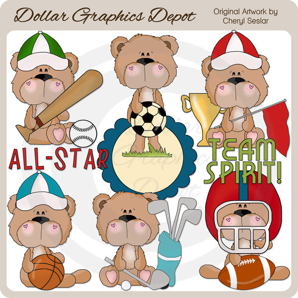 BoBo Bear practica deportes - Clipart
