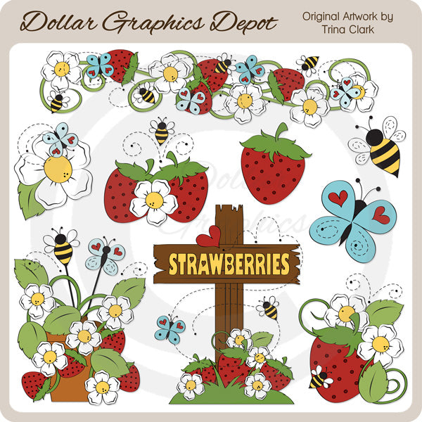 Insectos y bayas - Clipart