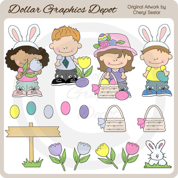 Bunny Trail Kids - Clip Art