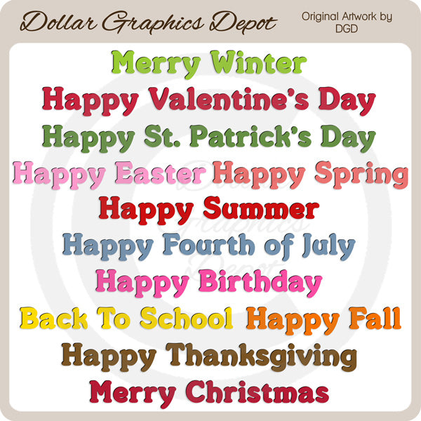 Calendar Bears Word Art - Clip Art - DCS Exclusive