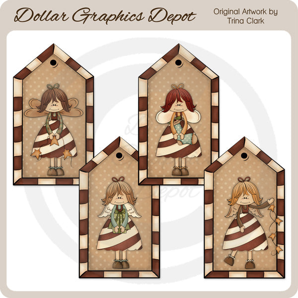 Candy Cane Angels - Tags