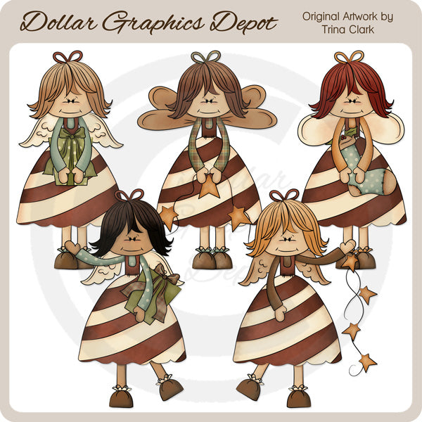 Candy Cane Angels - Clip Art