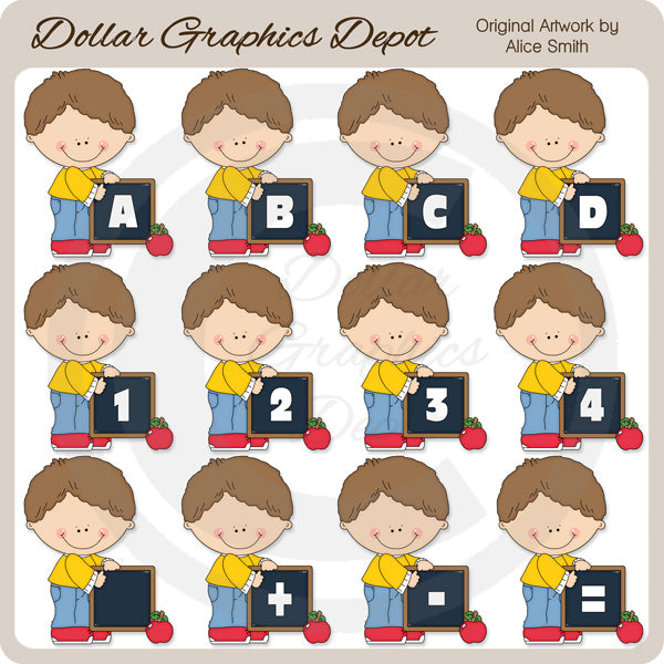Alfa della lavagna - Ragazzi - ClipArt