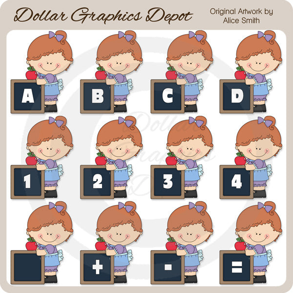 Alfa della lavagna - Ragazze - ClipArt